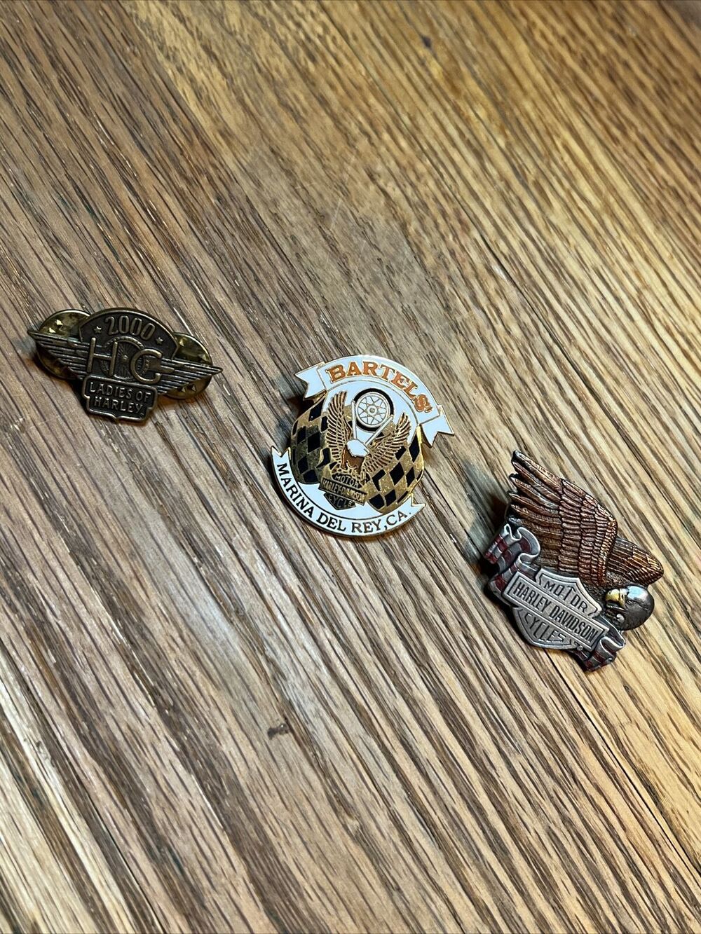 Vintage HARLEY DAVIDSON Pins BARTELS Marine Del Rey Eagle Ladies